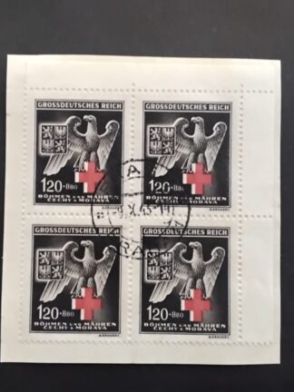 Böhmen und Mähren Mi. Nr. 132 Eckrand 4erBl. Gestempelt