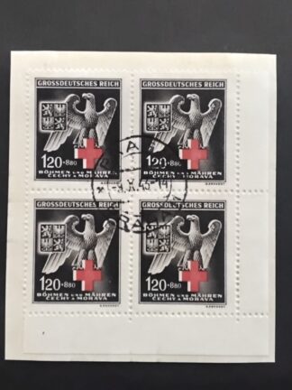 Böhmen und Mähren Mi. Nr. 132 Eckrand 4erBl. Gestempelt