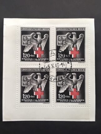 Böhmen und Mähren Mi. Nr. 132 Eckrand 4erBl. Gestempelt
